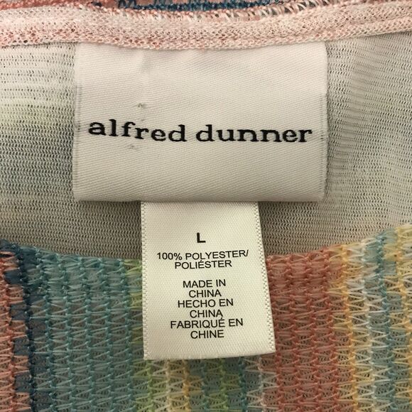 Alfred Dunner Pastel Lined Mesh Top Women's L Short Sleeve Scoop Neck Blouse - Picture 6 of 8